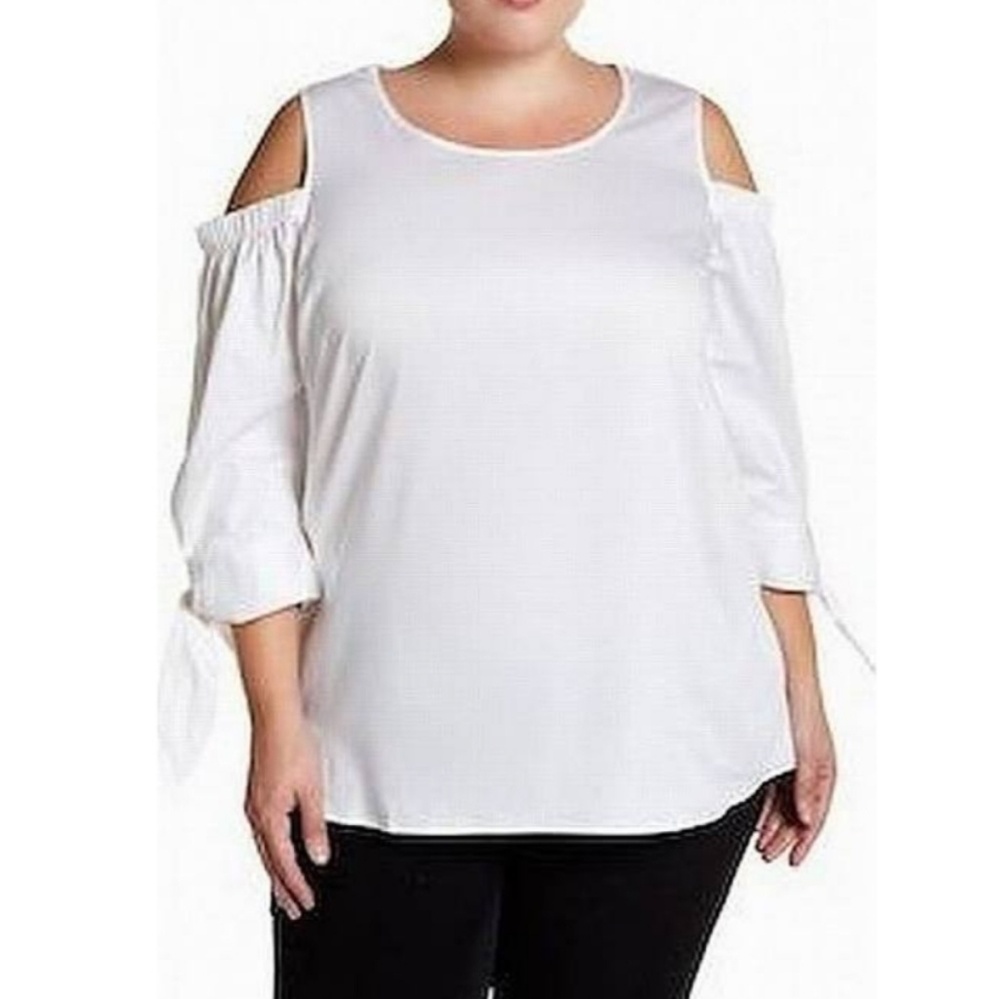 Como Vintage White Cold-Shoulder Top Size 3X